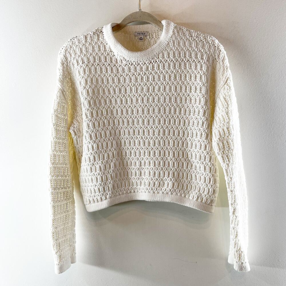 Pistola Katya Long Sleeve Crewneck Pullover Sweater Le Blanc White XS - Picture 3 of 6